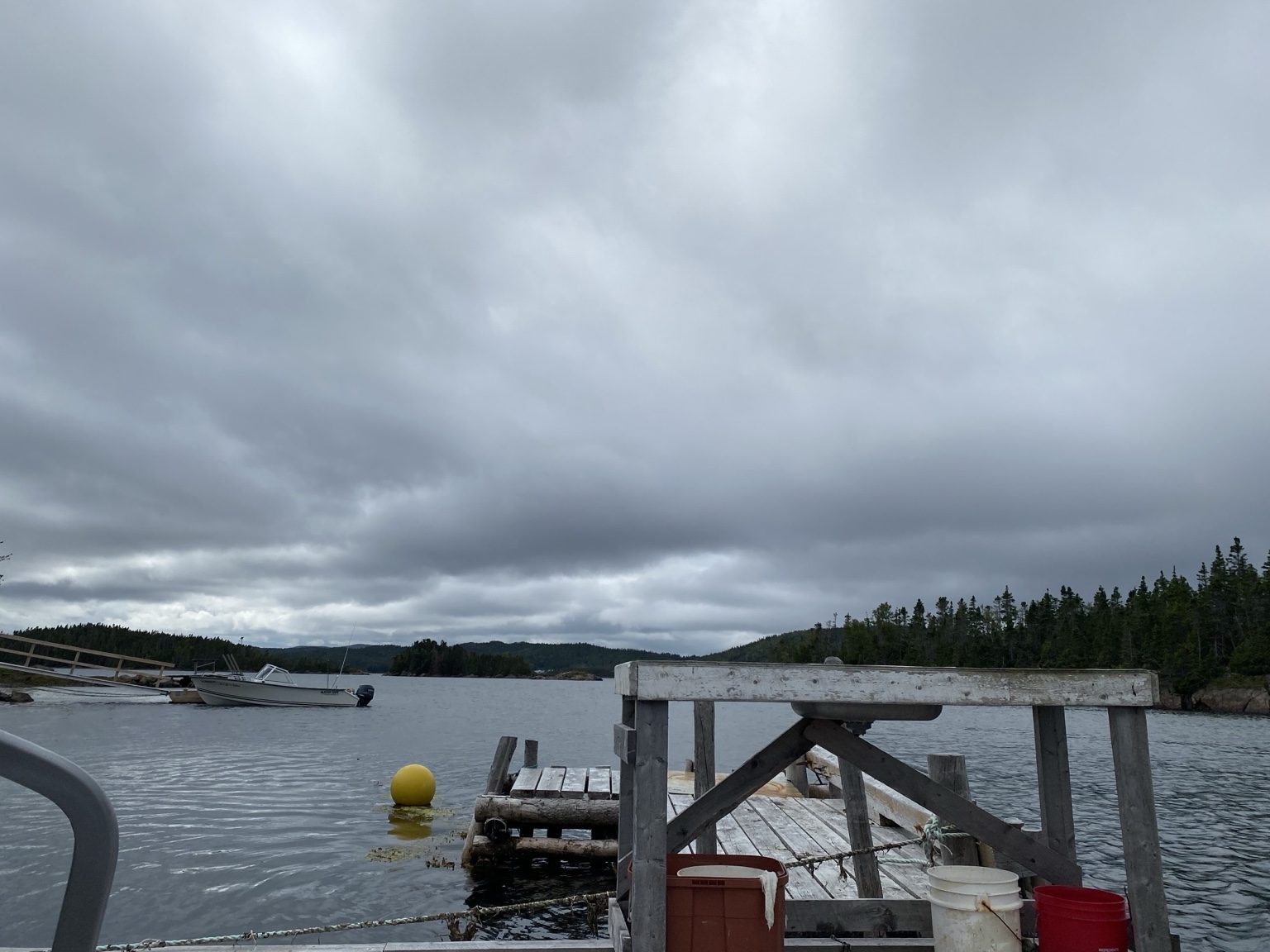 Small Newfoundland dock on a cloudy day
